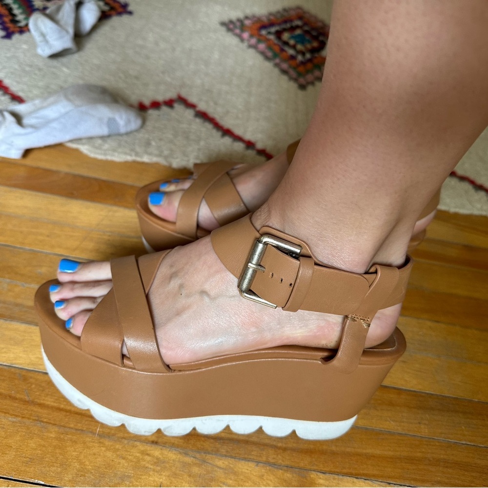 See by Chloe platform sandal EUC tan leather
